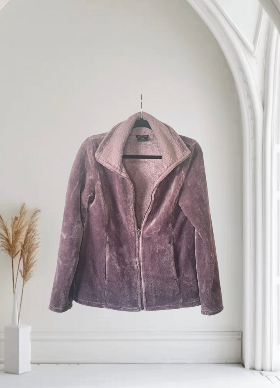 33 Heat Mauve Teddy Cozy Soft Faux Fur Zip Up Jacket Small